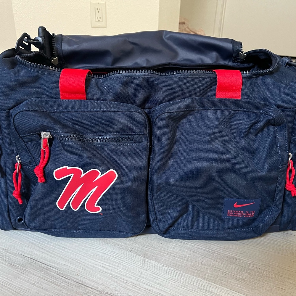 Nike Ole Miss Navy and Red Duffel Bag